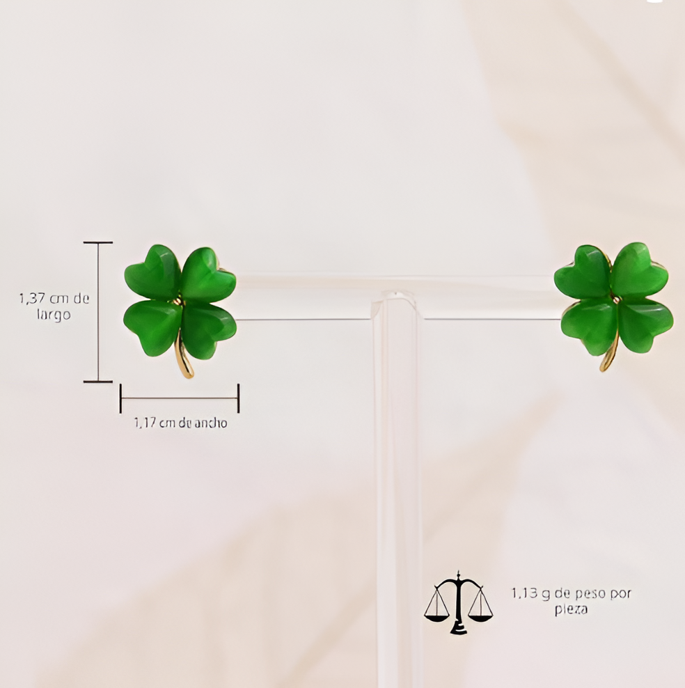 Par de aretes de Jade Natural - Atraen abundancia y buena suerte 2x1